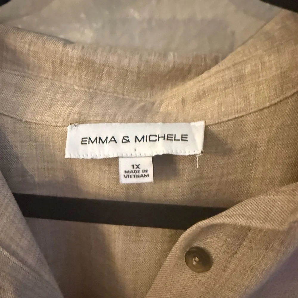 Emma & Michele Light Tan Button-Up Dress - Picture 2 of 2
